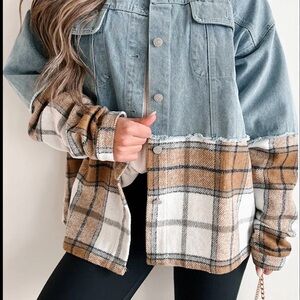 Chic Denim and Plaid Jean Jacket